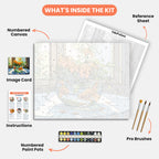 Goldfish Tranquility Paint by Numbers Kit – includes numbered canvas, paint pots, brushes, and instructions