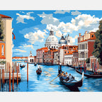 Gondola Rides Paint by Numbers Kit design preview showing the full artwork layout before painting