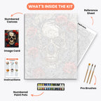 Gothic Romance Paint by Numbers Kit – includes numbered canvas, paint pots, brushes, and instructions