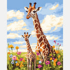 Graceful Giraffes Paint by Numbers Kit design preview showing the full artwork layout before painting
