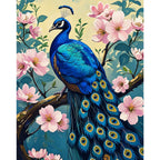 Graceful Peacock Paint by Numbers Kit design preview showing the full artwork layout before painting