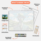 Green Enigma Paint by Numbers Kit – includes numbered canvas, paint pots, brushes, and instructions