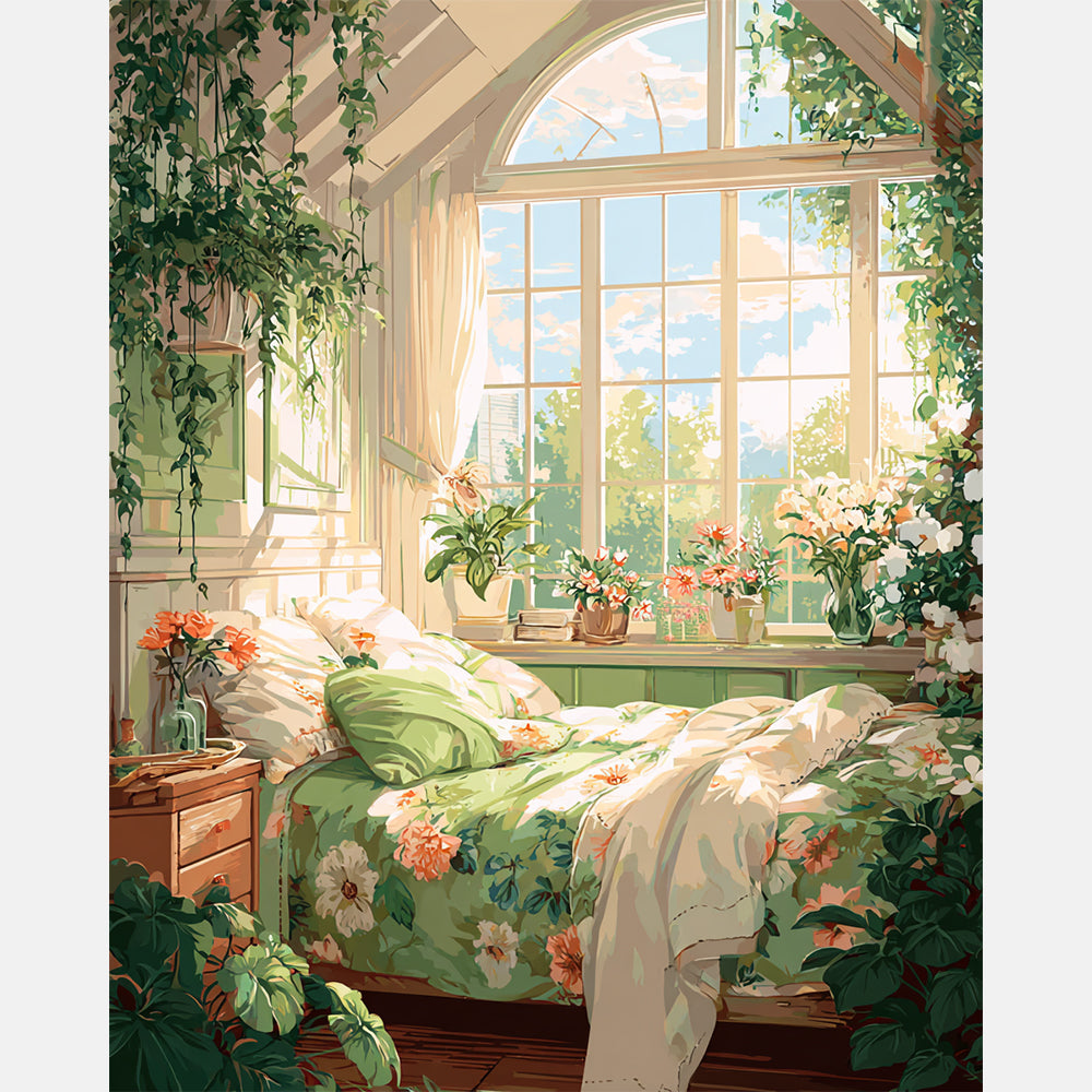 Green Haven Paint by Numbers Kit design preview showing the full artwork layout before painting