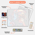 Groovy Chimp Paint by Numbers Kit – includes numbered canvas, paint pots, brushes, and instructions