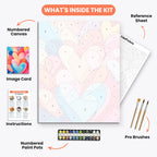 Heart Harmony Paint by Numbers Kit – includes numbered canvas, paint pots, brushes, and instructions