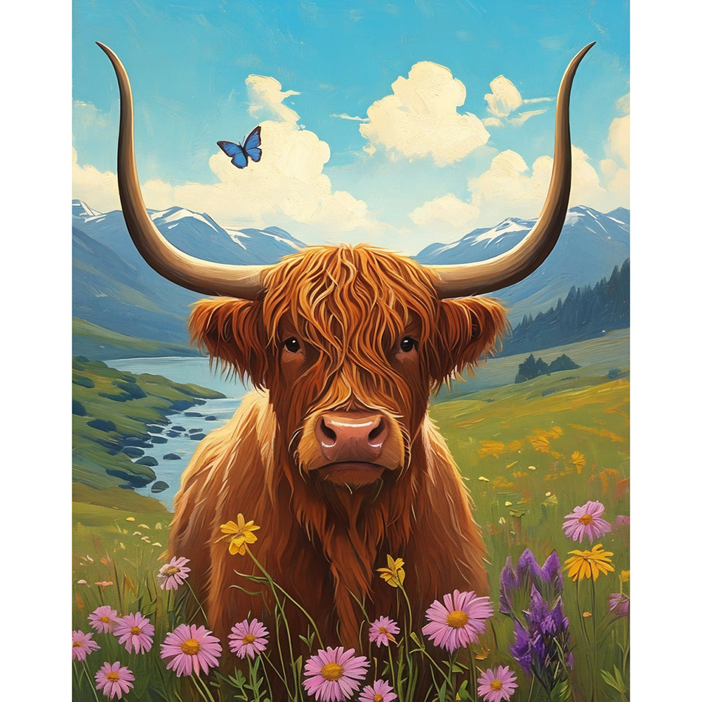 Highland Serenity Paint by Numbers Kit design preview showing the full artwork layout before painting