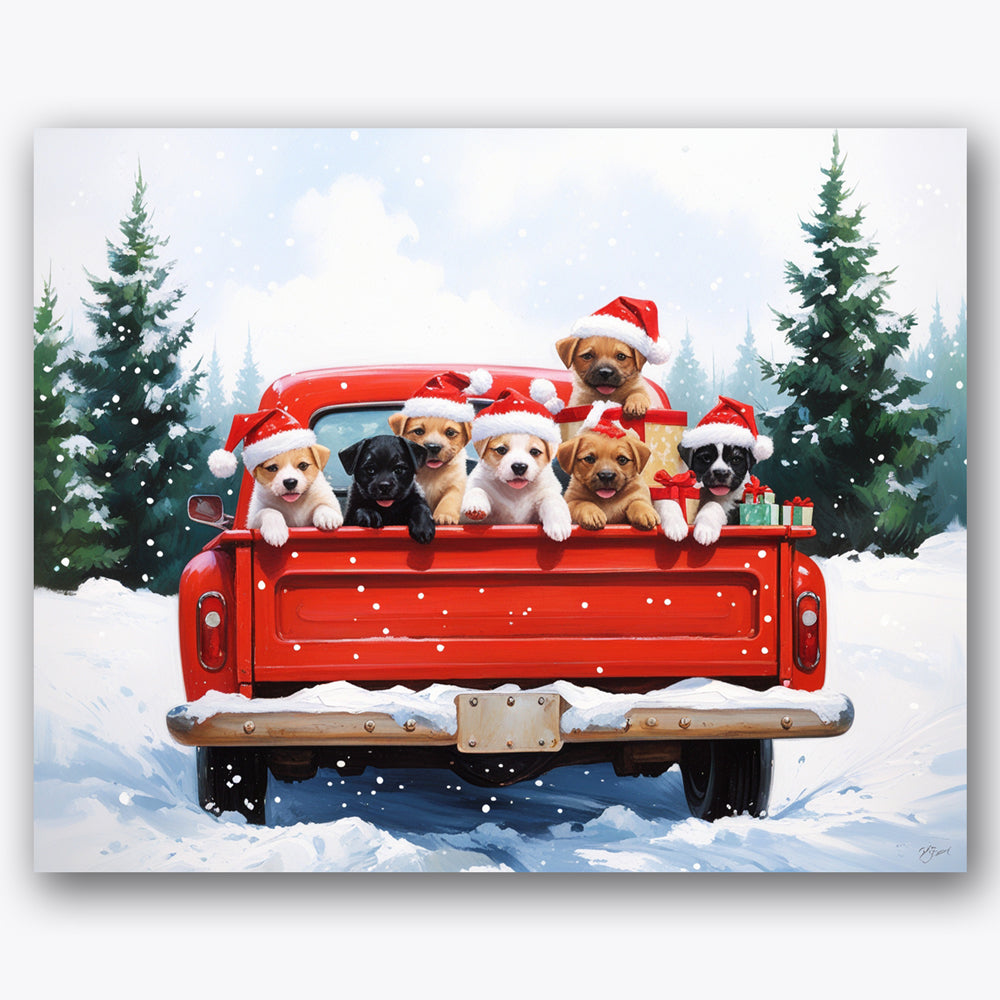 Holiday Puppy Parade Paint by Numbers Kit UdoPaints