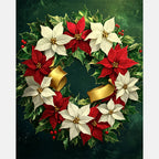 Holiday Poinsettias Paint by Numbers Kit design preview showing the full artwork layout before painting