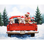 Holiday Puppy Parade Paint by Numbers Kit design preview showing the full artwork layout before painting