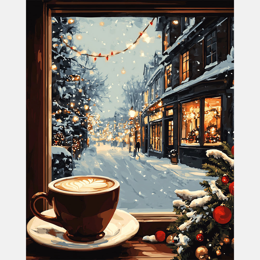 Holiday View Paint by Numbers Kit design preview showing the full artwork layout before painting