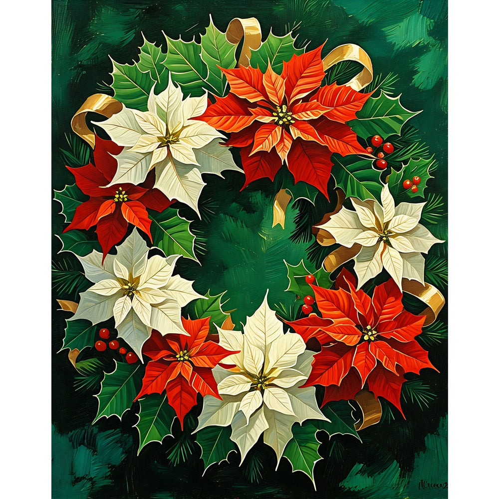 Holiday Wreath Paint by Numbers Kit design preview showing the full artwork layout before painting