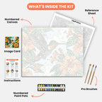 Hummingbird Delight Paint by Numbers Kit – includes numbered canvas, paint pots, brushes, and instructions