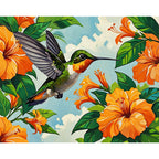 Hummingbird Delight Paint by Numbers Kit design preview showing the full artwork layout before painting