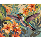 Hummingbird Harmony Paint by Numbers Kit design preview showing the full artwork layout before painting