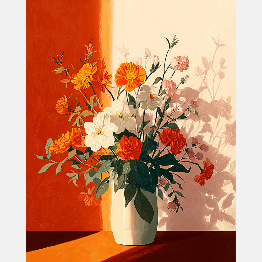 Illuminated Flowers Paint by Numbers Kit design preview showing the full artwork layout before painting