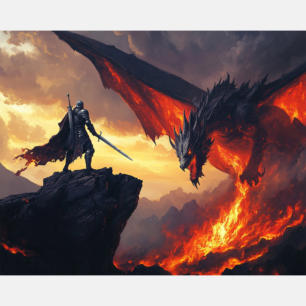 Inferno Confrontation Paint by Numbers Kit design preview showing the full artwork layout before painting