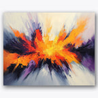 Paint by numbers design of color explosion, dynamic strokes, vivid orange hues, dynamic streaks