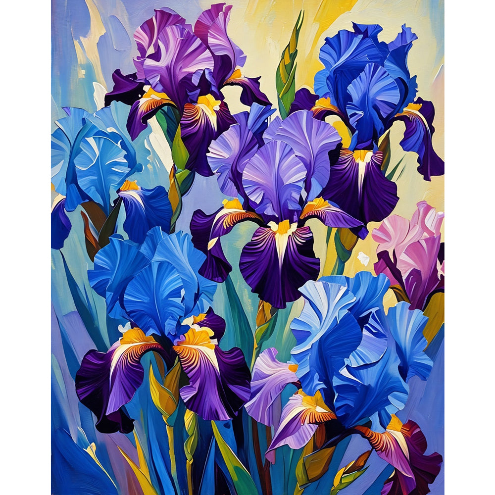 Iris Symphony Paint by Numbers Kit design preview showing the full artwork layout before painting