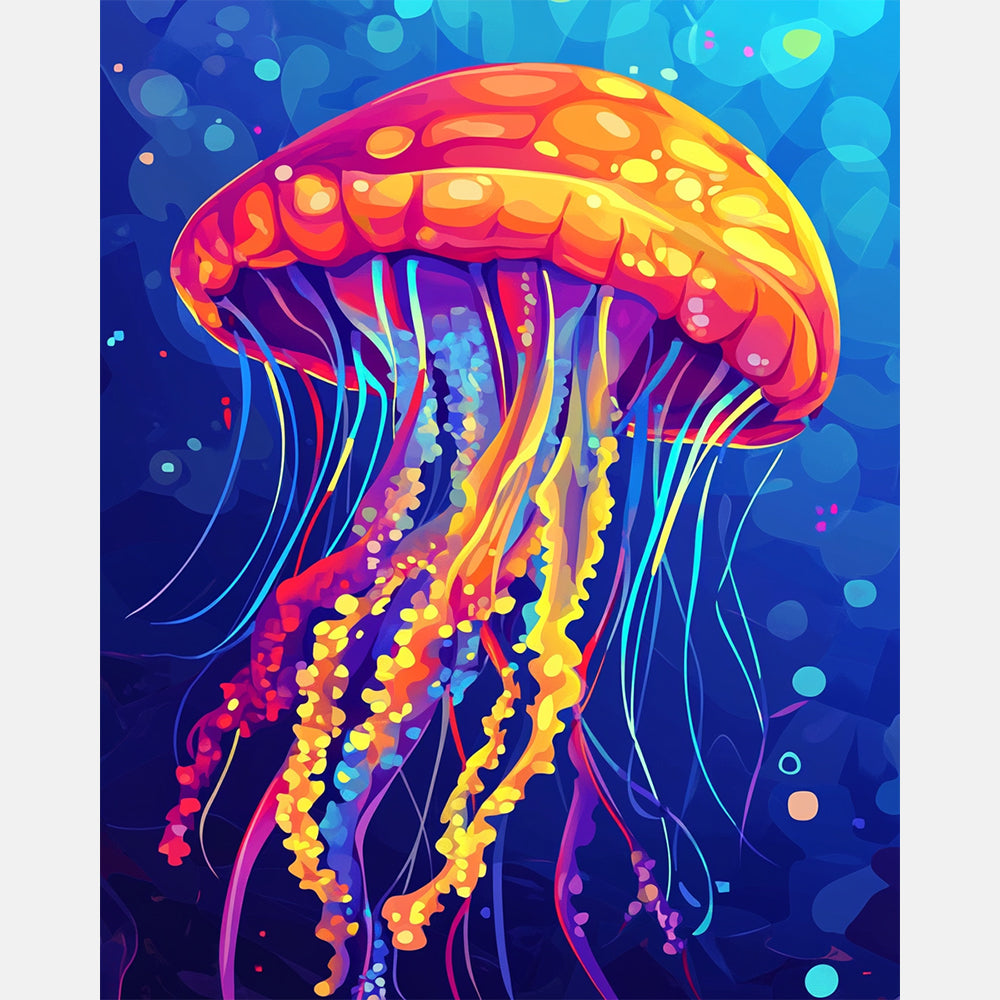 Jellyfish Majesty Paint by Numbers Kit design preview showing the full artwork layout before painting