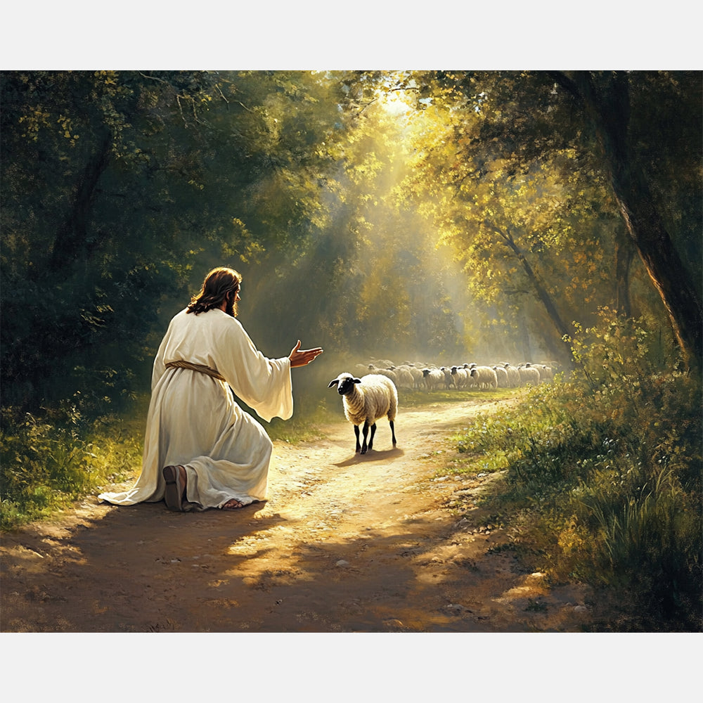 Jesus Embrace Paint by Numbers Kit design preview showing the full artwork layout before painting