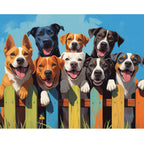 Playful Dog Paint by Numbers Kit design preview showing the full artwork layout before painting