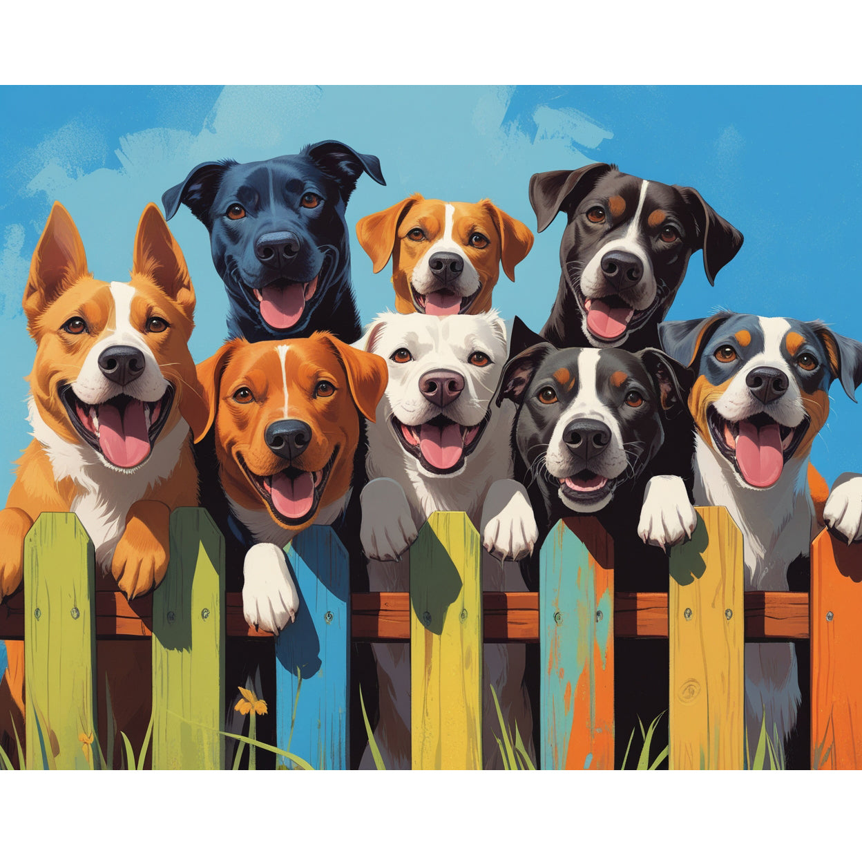 Playful Dog Paint by Numbers Kit design preview showing the full artwork layout before painting
