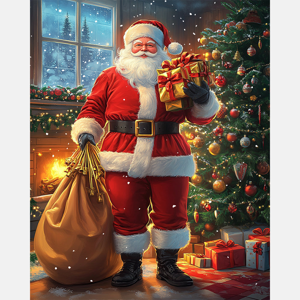Joyful Santa Paint by Numbers Kit design preview showing the full artwork layout before painting