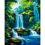 Jungle Waterfall Paint by Numbers Kit design preview showing the full artwork layout before painting