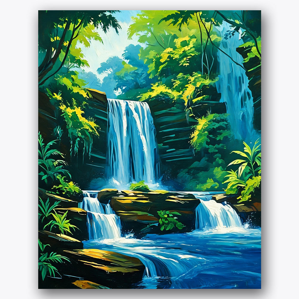 Jungle Waterfall Paint by Numbers Kit UdoPaints
