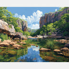 Kakadu River Reflection Paint by Numbers Kit design preview showing the full artwork layout before painting