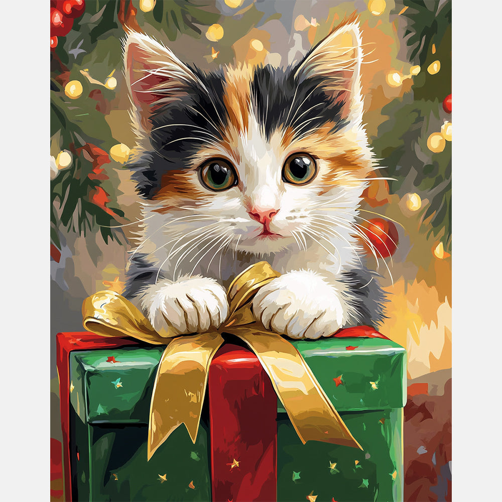 Kitten Gift Paint by Numbers Kit design preview showing the full artwork layout before painting