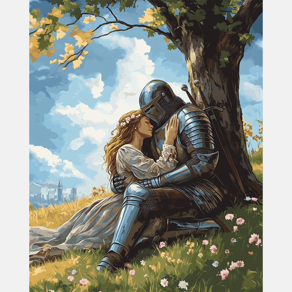 Knight S Retreat Paint by Numbers Kit design preview showing the full artwork layout before painting