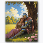 Knight's Serenity Paint by Numbers Kit design preview showing the full artwork layout before painting