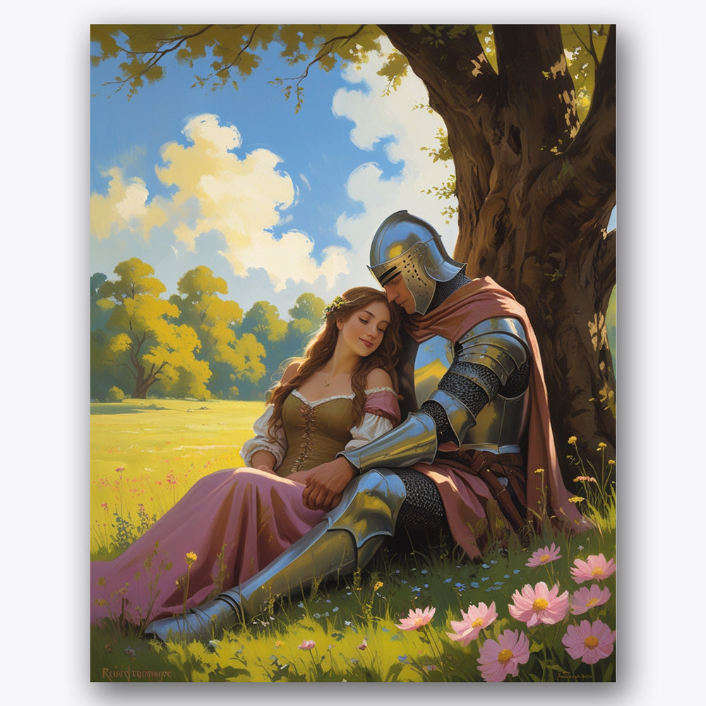 Knight's Serenity Paint by Numbers Kit design preview showing the full artwork layout before painting