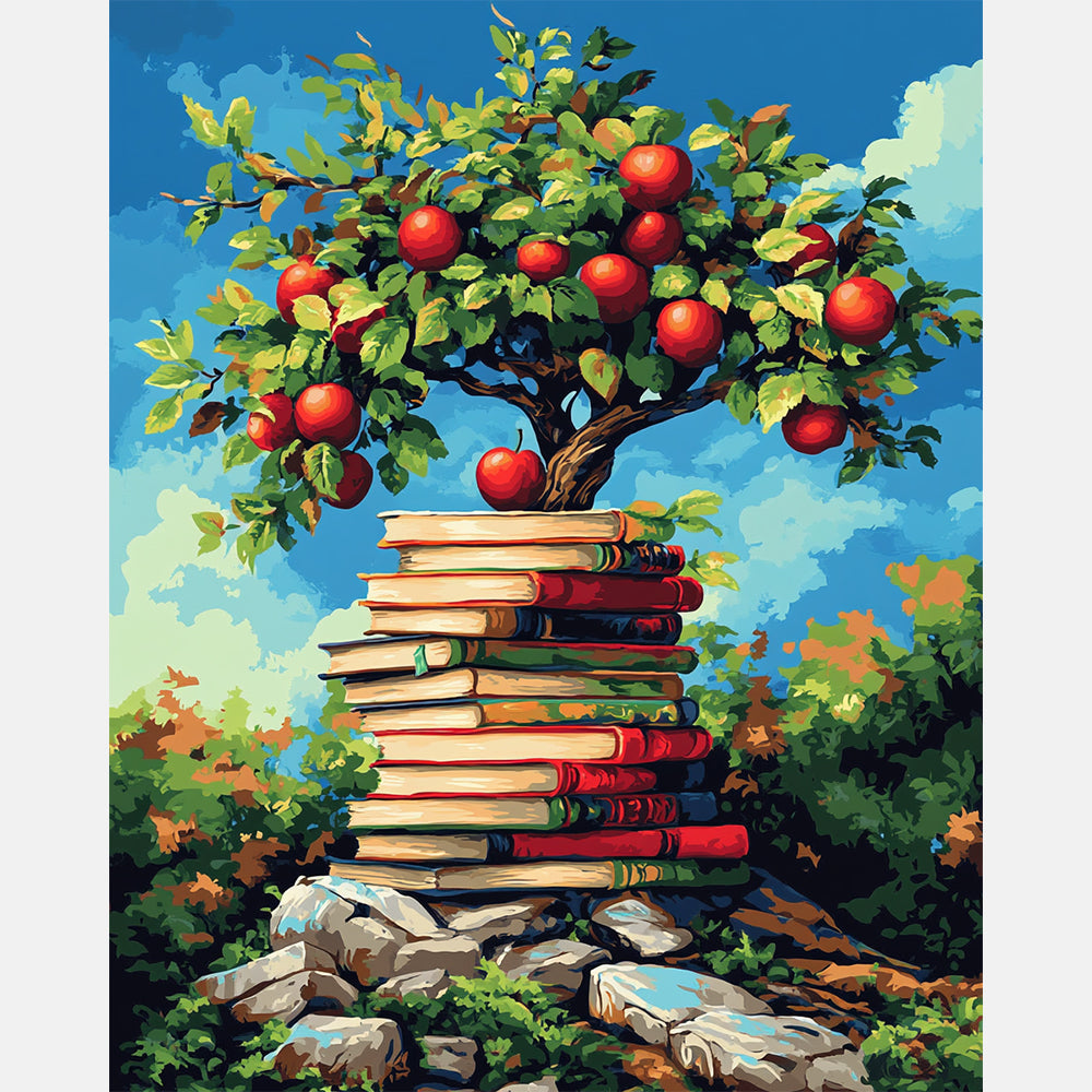 Knowledge & Nature Paint by Numbers Kit design preview showing the full artwork layout before painting