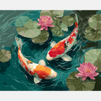 Koi Elegance Paint by Numbers Kit design preview showing the full artwork layout before painting