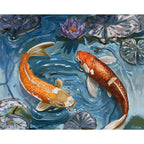 Koi Tranquility Paint by Numbers Kit design preview showing the full artwork layout before painting