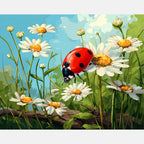 Ladybug Meadow Paint by Numbers Kit design preview showing the full artwork layout before painting