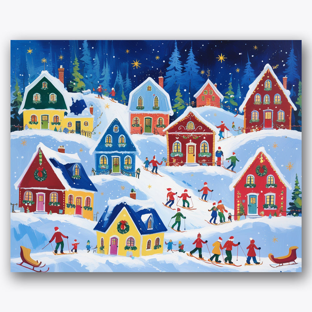 Winter Town Festivity Paint by Numbers Kit UdoPaints