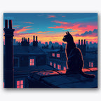 Mystic Rooftop Cat Paint by Numbers Kit UdoPaints