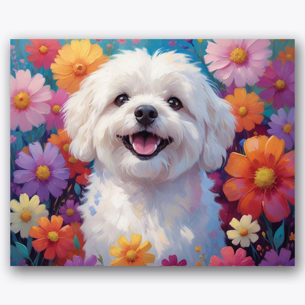 Floral Bichon Paint by Numbers Kit UdoPaints