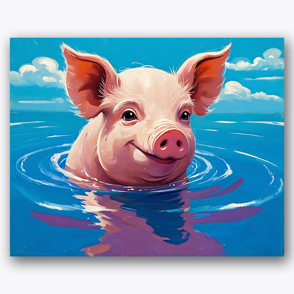 Happy Piglet Swim Paint by Numbers Kit UdoPaints