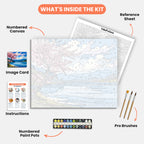 Lake Blossom View Paint by Numbers Kit – includes numbered canvas, paint pots, brushes, and instructions