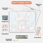 Floral Crown Bunny Paint by Numbers Kit – includes numbered canvas, paint pots, brushes, and instructions