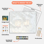 Glowing Winter Lanterns Paint by Numbers Kit – includes numbered canvas, paint pots, brushes, and instructions