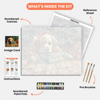 Festive Slumber Paint by Numbers Kit – includes numbered canvas, paint pots, brushes, and instructions