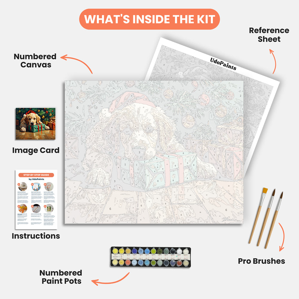 Festive Slumber Paint by Numbers Kit – includes numbered canvas, paint pots, brushes, and instructions