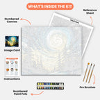 Enchanted Winter Paint by Numbers Kit – includes numbered canvas, paint pots, brushes, and instructions