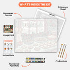 Festive Cookie Kitchen Paint by Numbers Kit – includes numbered canvas, paint pots, brushes, and instructions