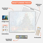 Festive Christmas Tree Paint by Numbers Kit – includes numbered canvas, paint pots, brushes, and instructions